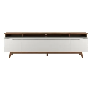 Rack para TVs até 75 Polegadas 3 Portas Flynt ST 220cm Off-White Fosco com Canella