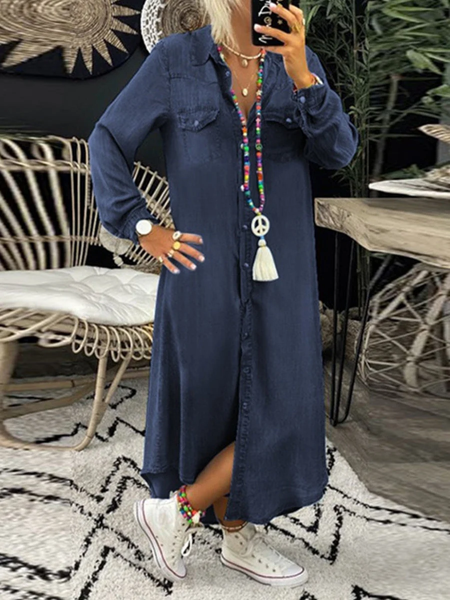 Helena - Vestido Camisa de Denim Casual Elegante - Image 3