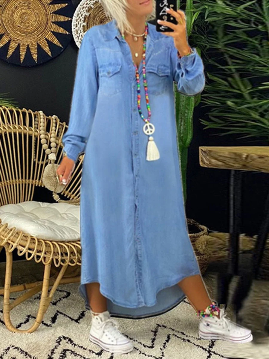 Helena - Vestido Camisa de Denim Casual Elegante - Image 6